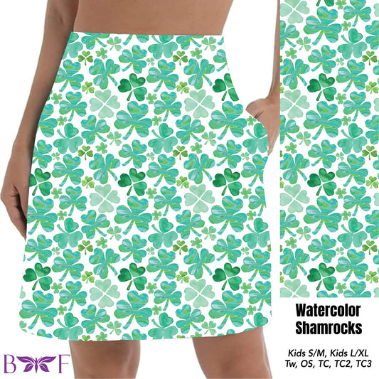 Watercolor Shamrock Skort