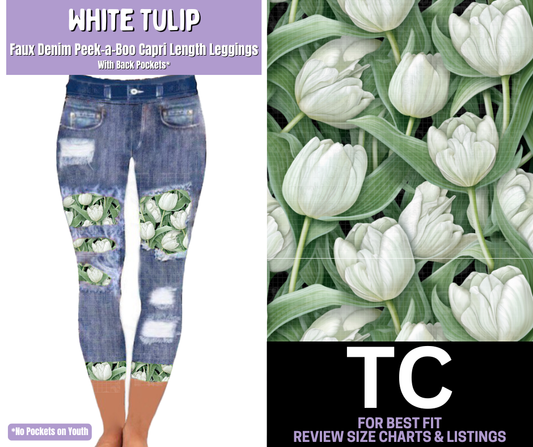 White Tulip Faux Denim Capris w/ Lace