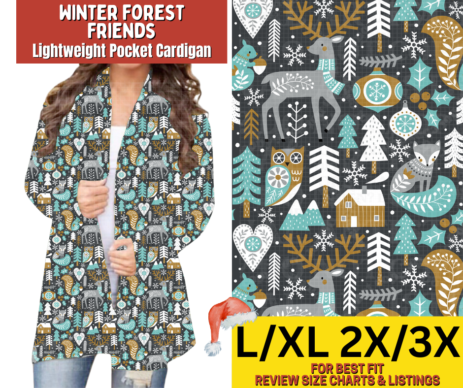 Winter Forest Friends Pocket Cardigan