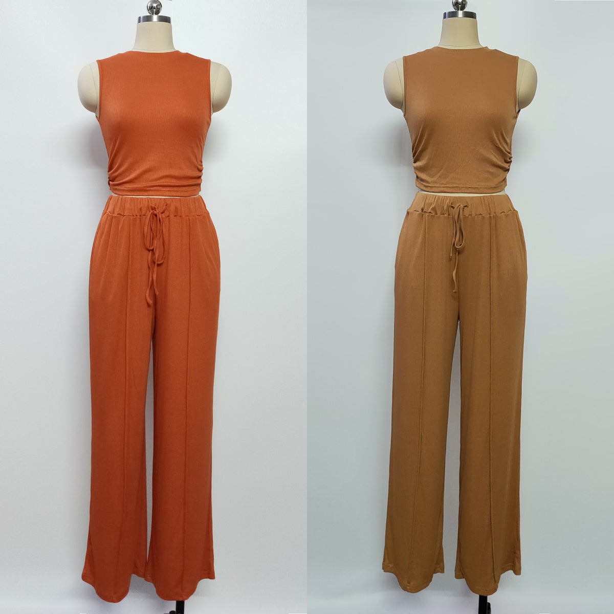 Ribbed Knit cropped tank + drawstring set - Week of 7.7R