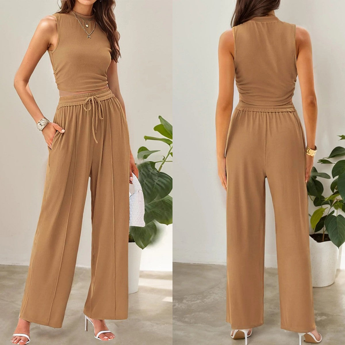 Ribbed Knit cropped tank + drawstring set - Week of 7.7