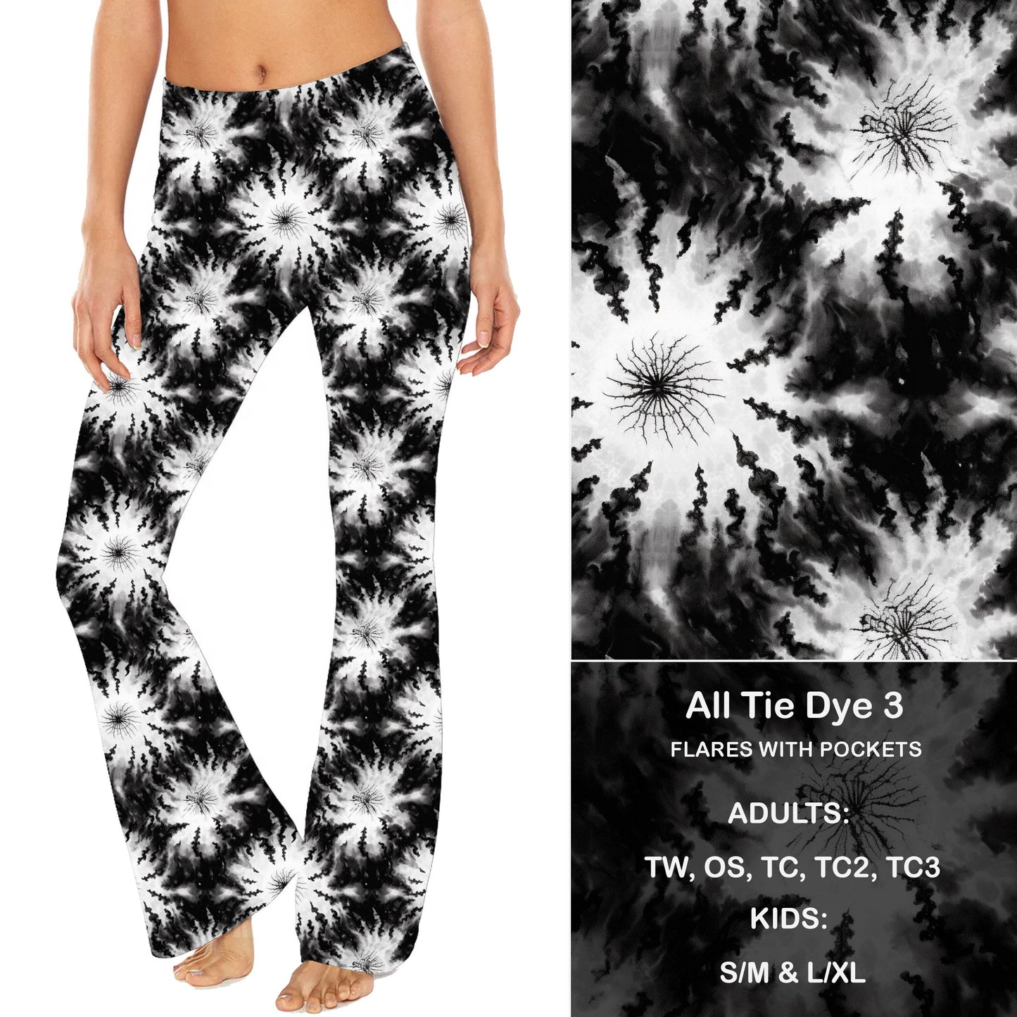 All Tie Dye 3 - Yoga Flares with Pockets Preorder Closes 2/7