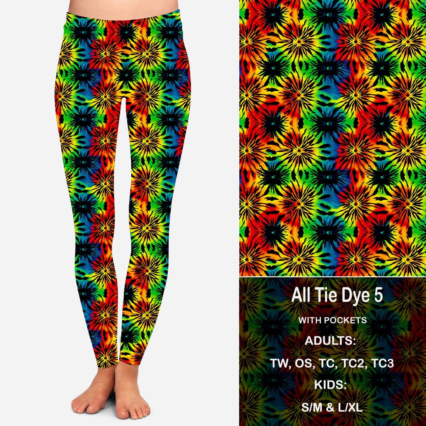 All Tie Dye 5 Leggings with Pockets Preorder Closes 2/7 eta March