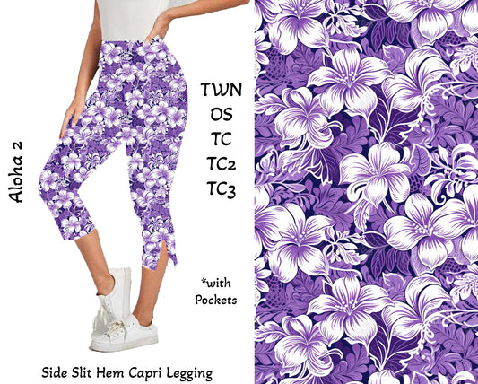 Aloha 2 -  Side Slit Hem Capri Leggings with Pockets Preorder Closes 3/25