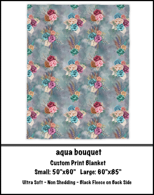 BG68 -Aqua Bouquet Fleece Blanket - Preorder Closes 3/23 ETA: 8-10 weeks