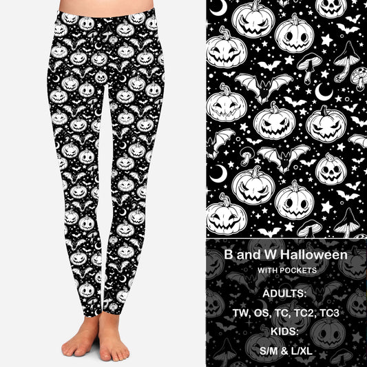 B W Halloween Leggings & Capris with Pockets