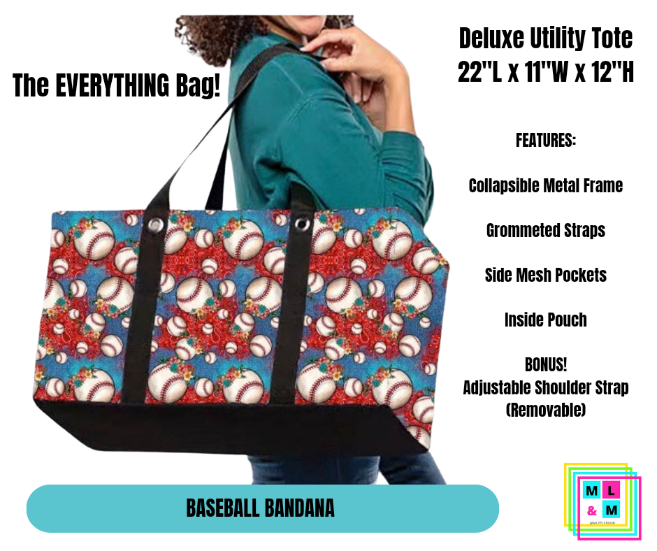 Baseball Bandana Collapsible Tote
