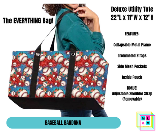 Baseball Bandana Collapsible Tote