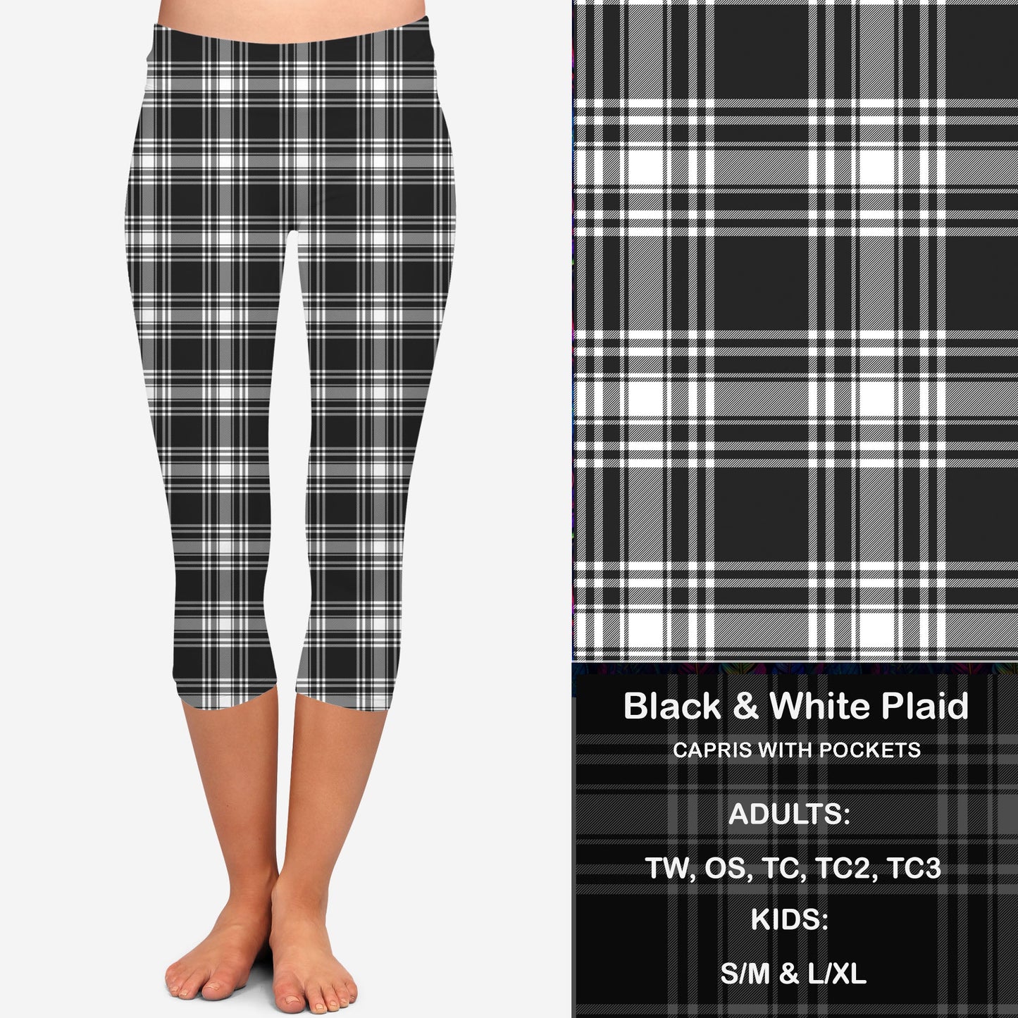 B W Plaid Leggings & Capris with Pockets  Preorder Closes 7/14 eta Late August