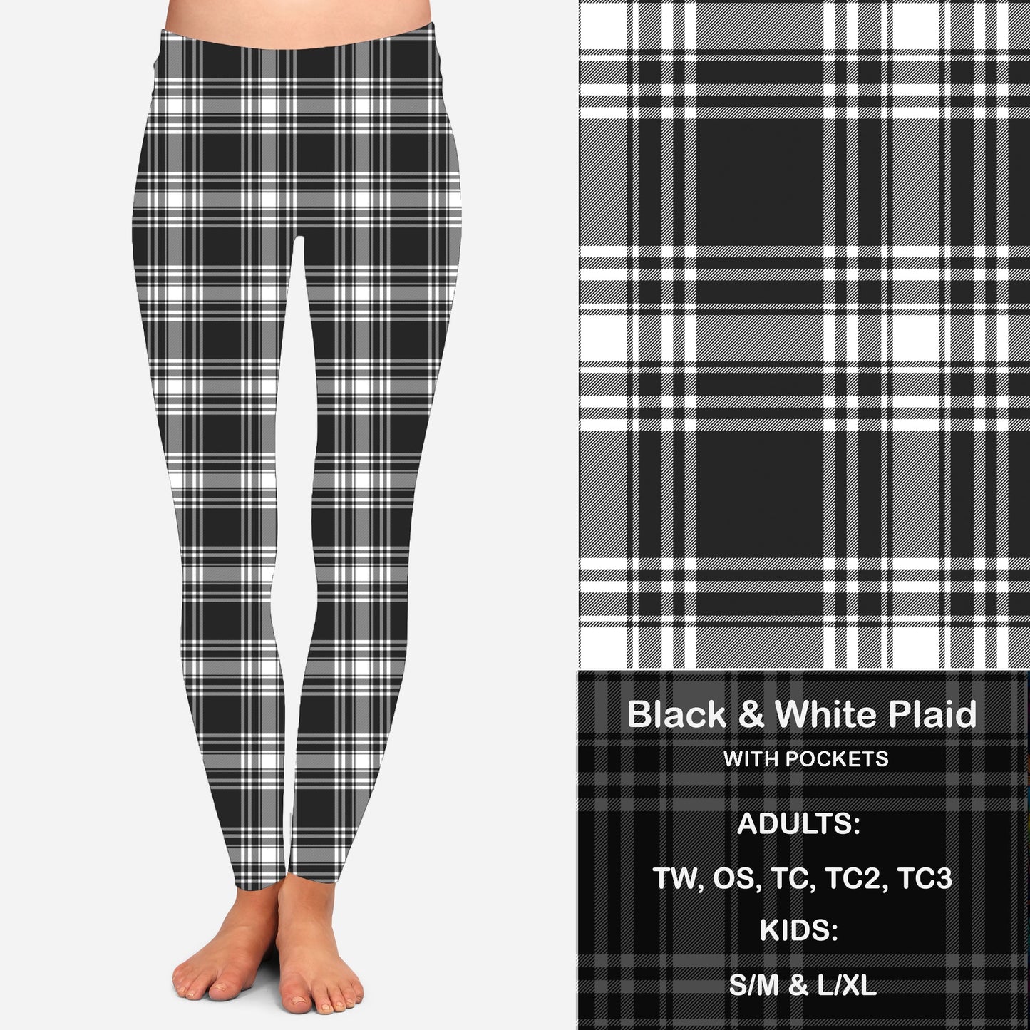 B W Plaid Leggings & Capris with Pockets  Preorder Closes 7/14 eta Late August