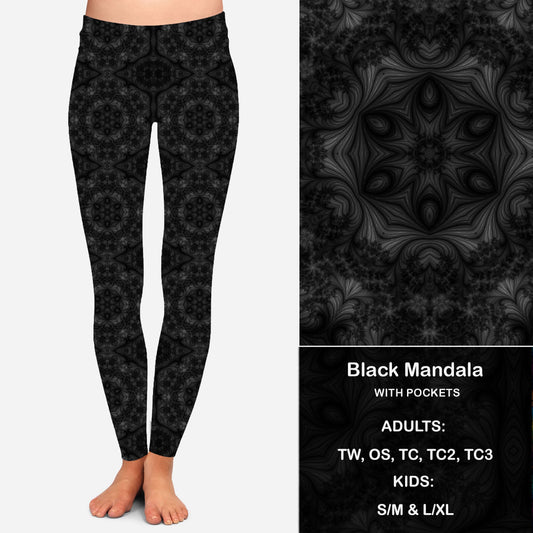 Black Mandala Leggings & Capris with Pockets  Preorder Closes 7/14 eta Late August