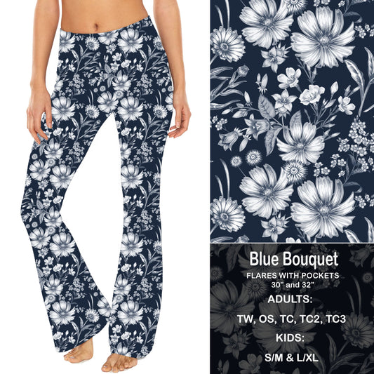Blue Bouquet - Yoga Flares with Pockets Preorder Closes 2/23
