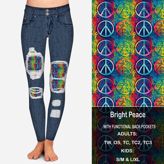 Bright Peace Faux Denim Peekaboo Leggings with Pockets Preorder Closes 9/18  eta Late October