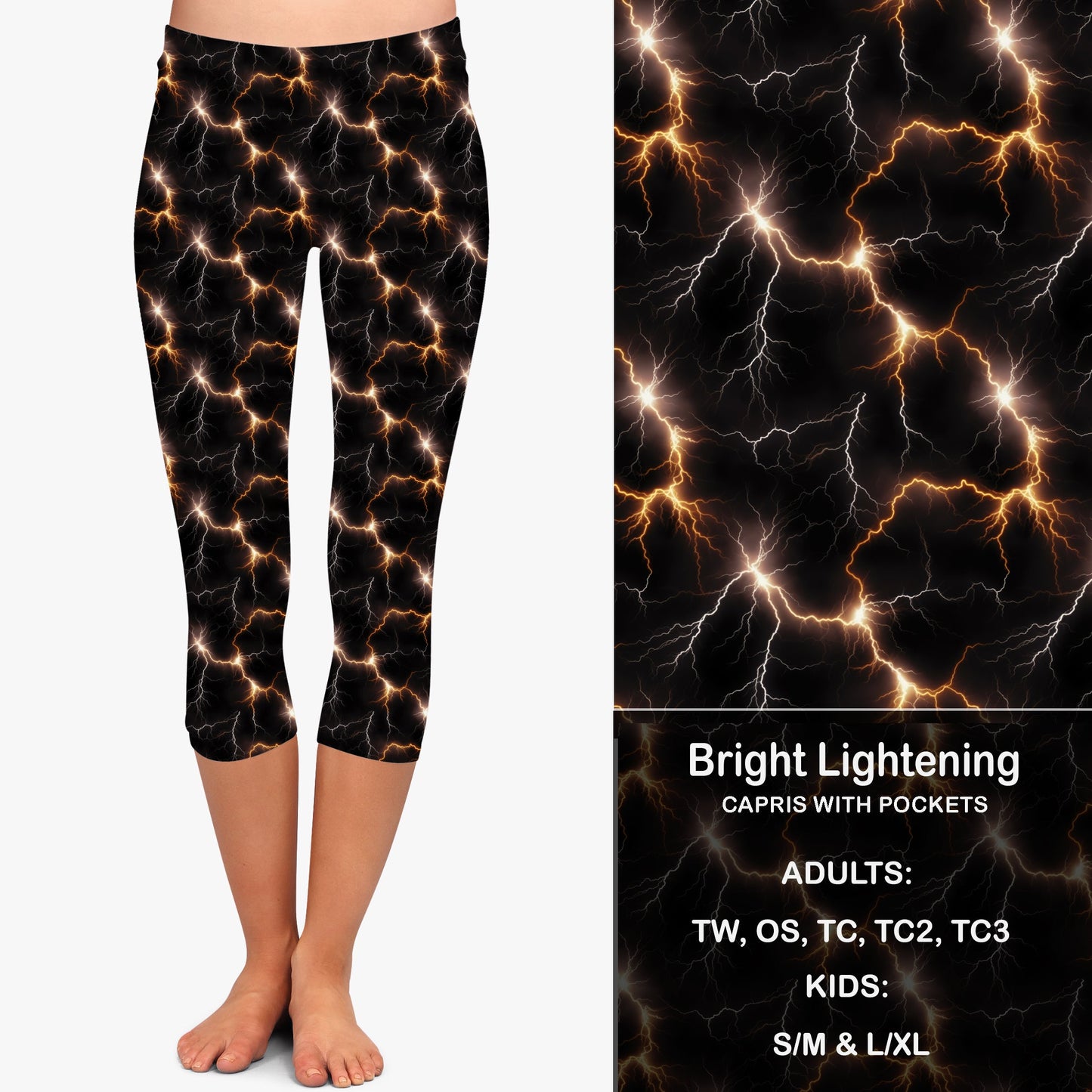 BRIGHT LIGHTENING - Leggings & Capris with Pockets Preorder Closes 7/31