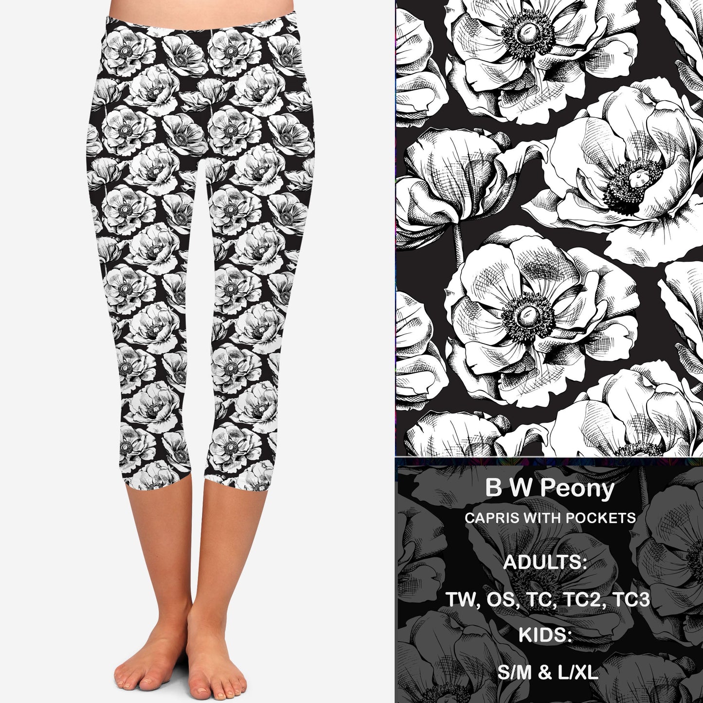 B W Peony Leggings & Capris with Pockets  Preorder Closes 7/14 eta Late August