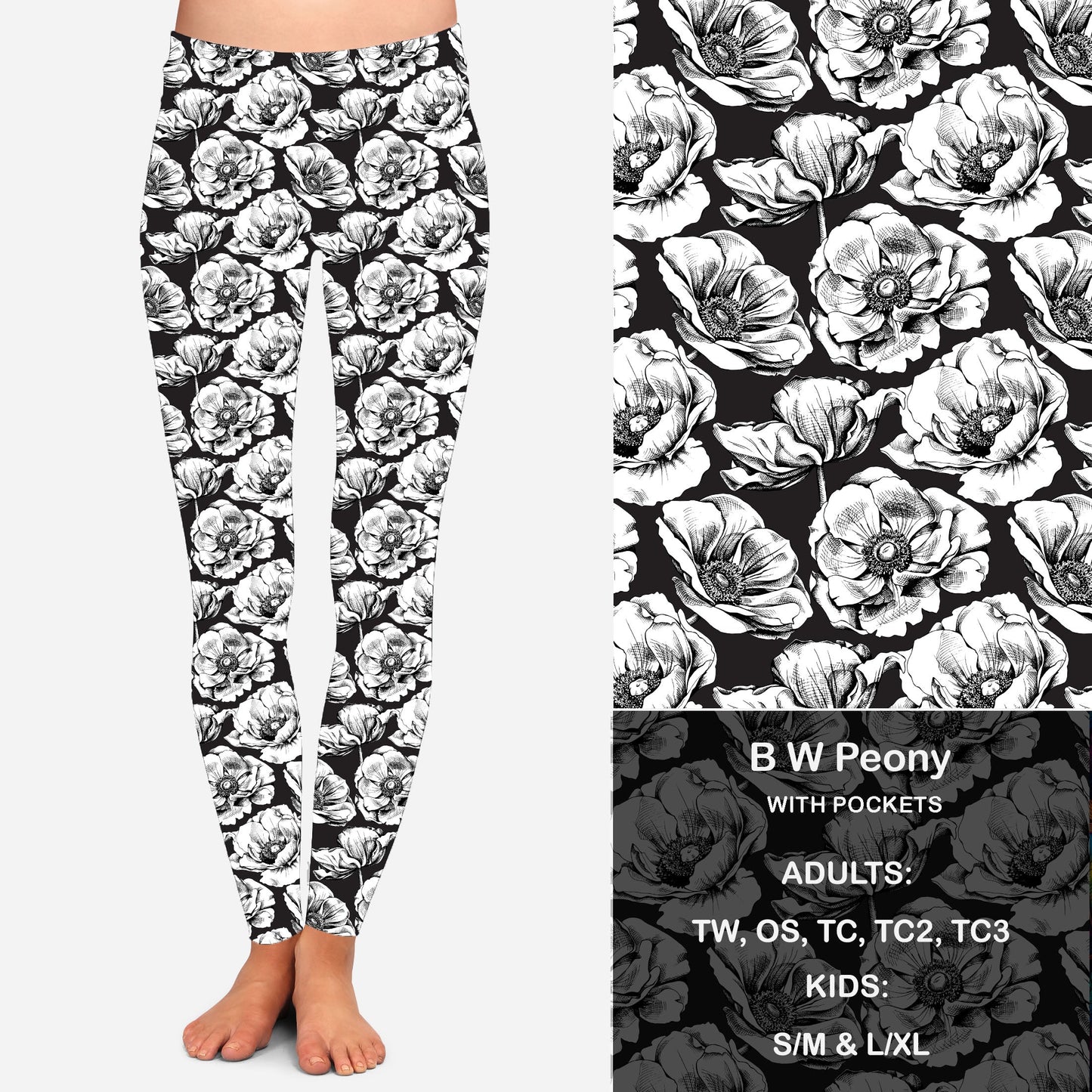 B W Peony Leggings & Capris with Pockets  Preorder Closes 7/14 eta Late August