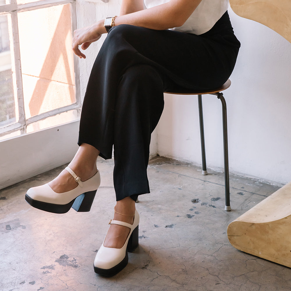 Matilda Platform Heel in Bone