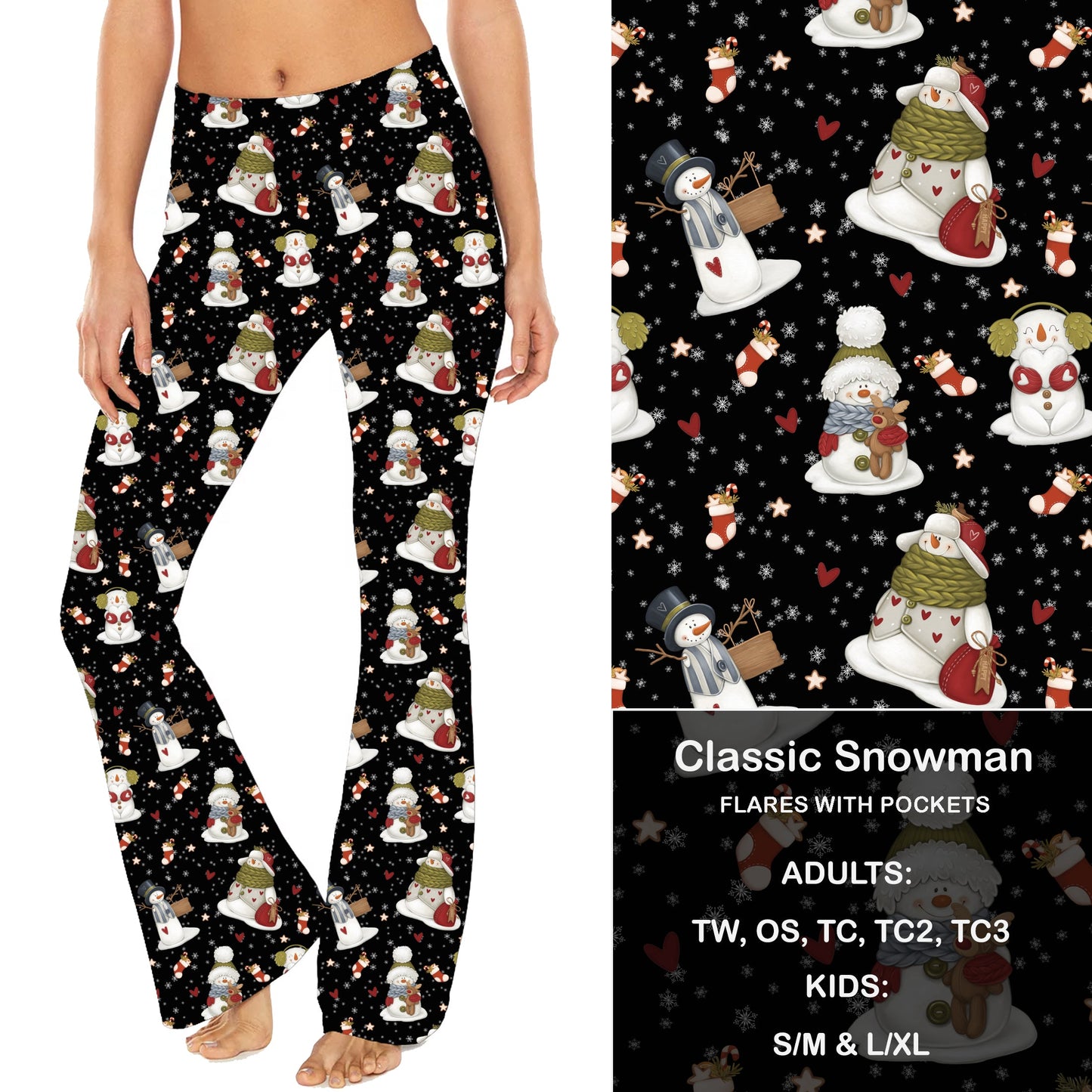 Classic Snowman - Yoga Flares with Pockets Preorder Closes 9/20 eta late Oct