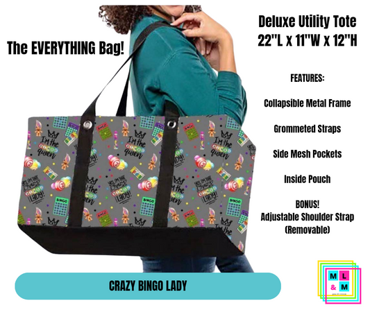 Crazy Bingo Lady Collapsible Tote