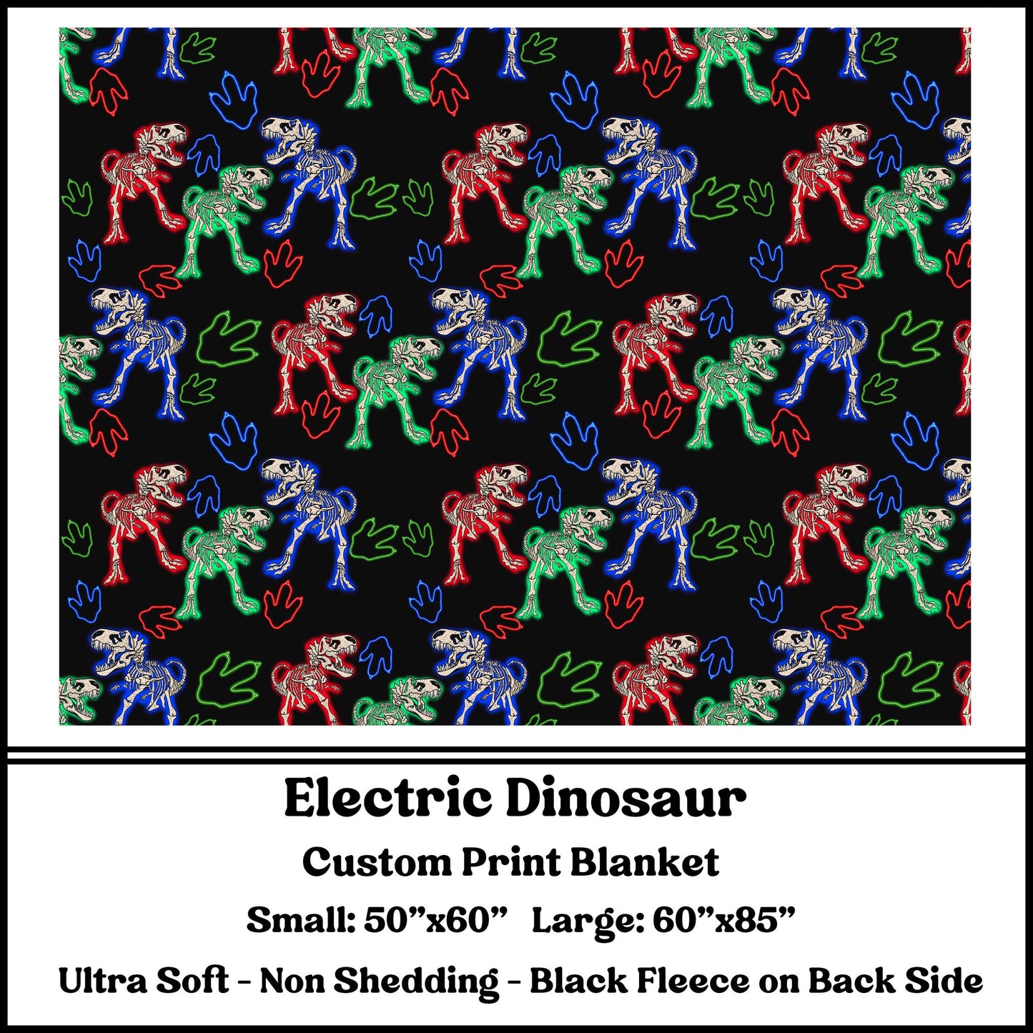 BG68 - Electric Dinasaur Fleece Blanket - Preorder Closes 3/23 ETA: 8-10 weeks