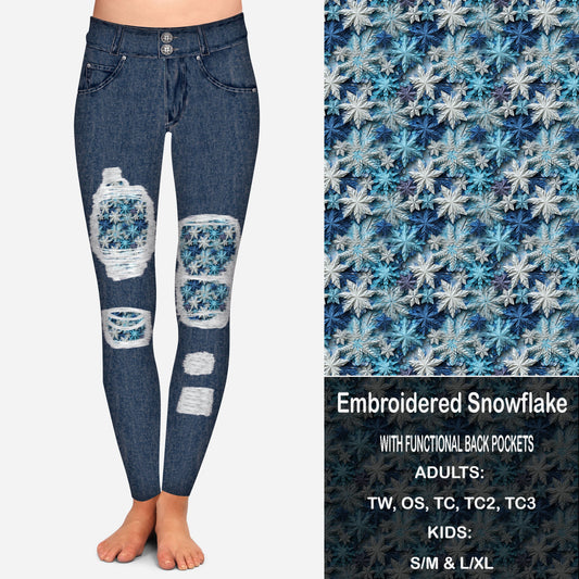 Enchanted Snowflake Faux Denim Peekaboo Leggings with Pockets Preorder Closes 9/18  eta Late October