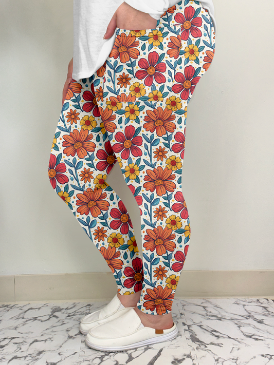 Fall Floral Leggings w/ Pockets!