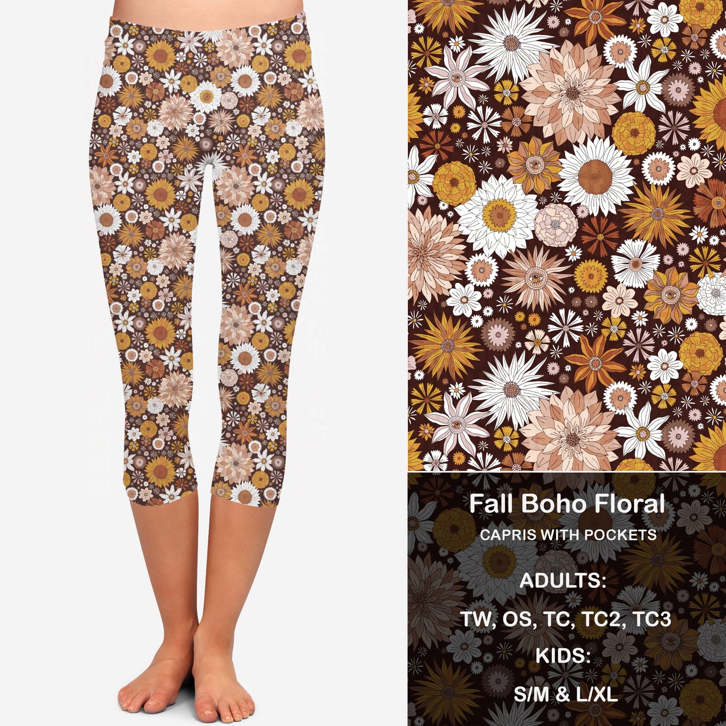 Fall BoHo Floral Leggings & Capris with Pockets Preorder Closes 7/31 eta September