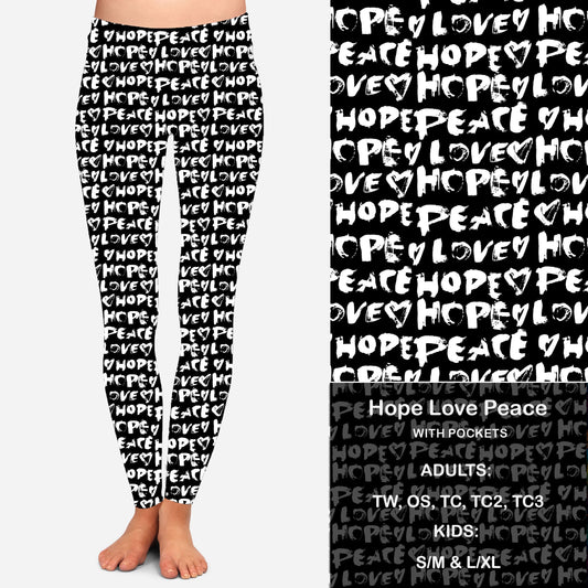 B W Hope Love Peace Leggings & Capris with Pockets  Preorder Closes 7/14 eta Late August