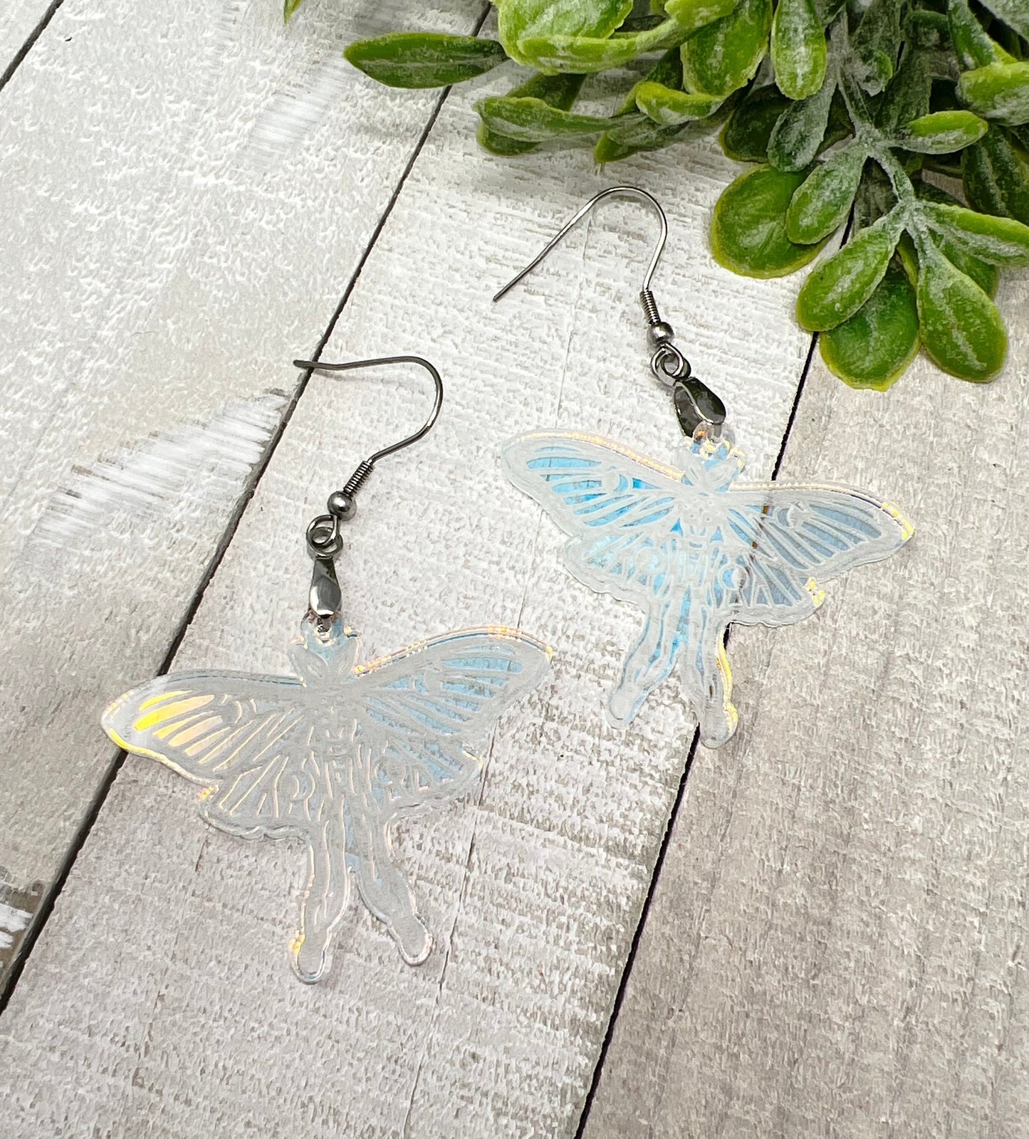 Iridescent Luna Moth - Handcrafted Earrings