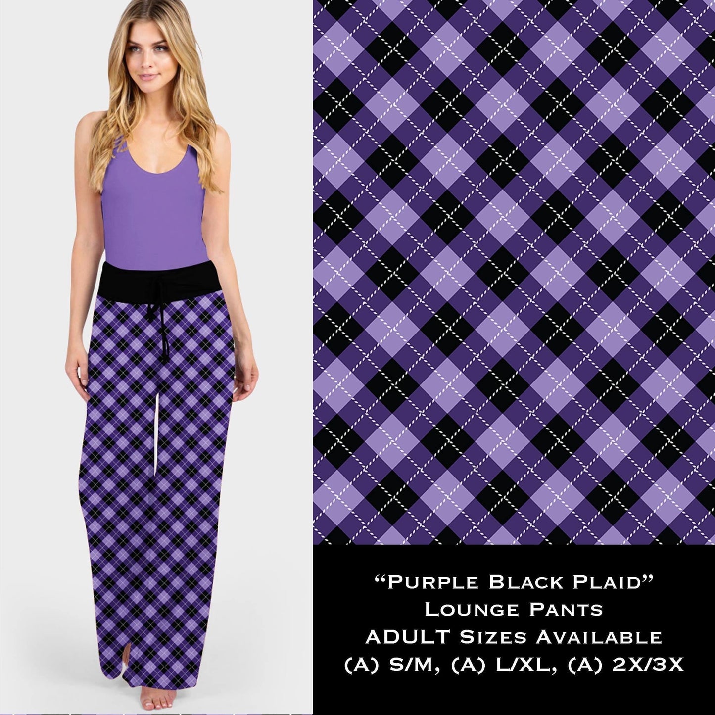 Purple Black Plaid - Lounge Pants