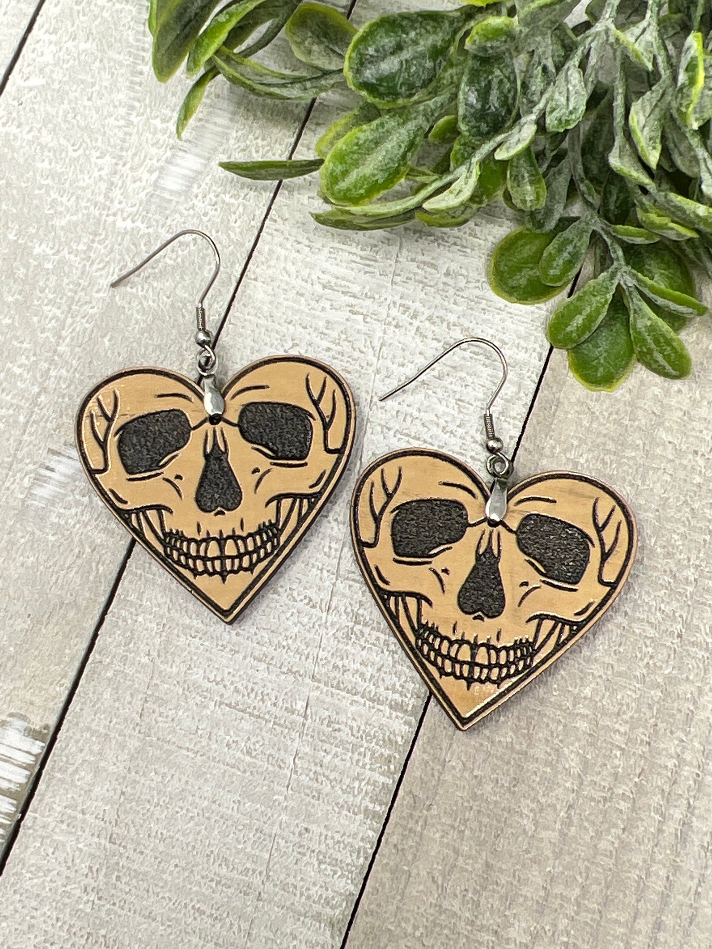 Skull Heart - Handcrafted Earrings