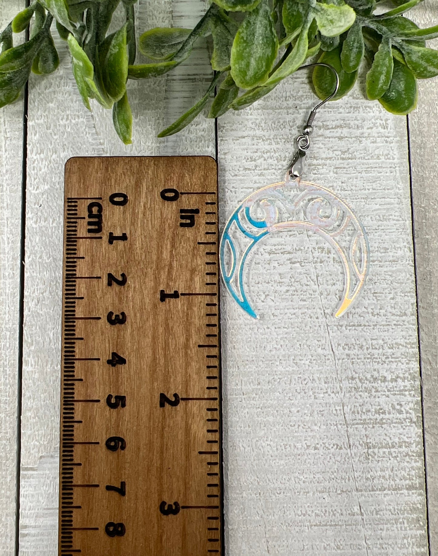 Iridescent Crescent Moon - Handcrafted Earrings