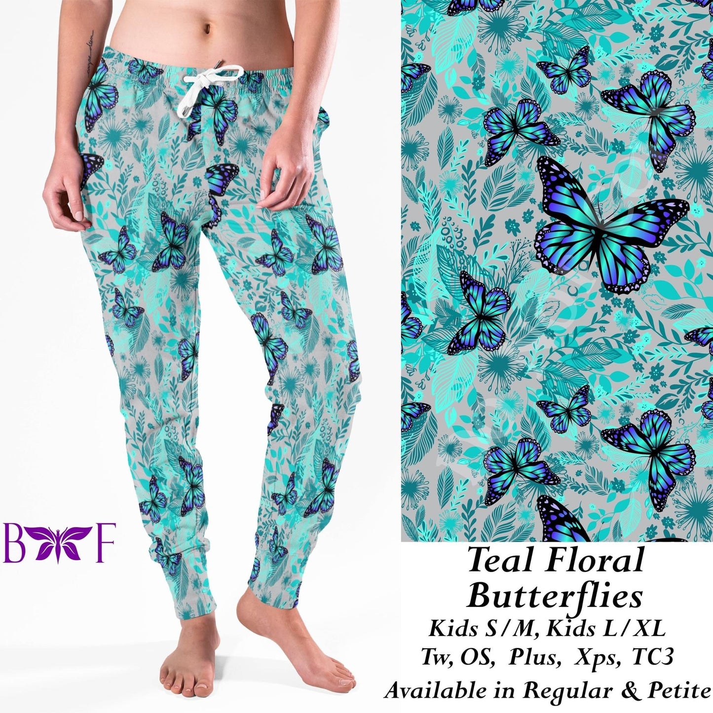 Teal Floral Butterflies  Loungers