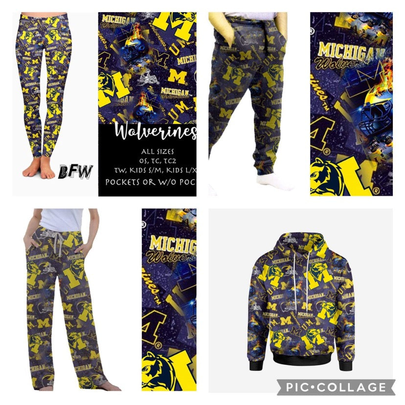 Wolverines leggings, lounge pants, joggers and hoodies