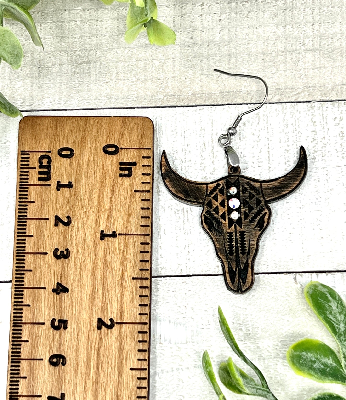 Aztec Bull Skull Dark Rustic - Handcrafted Earrings
