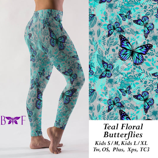 Teal Floral Butterflies  Loungers