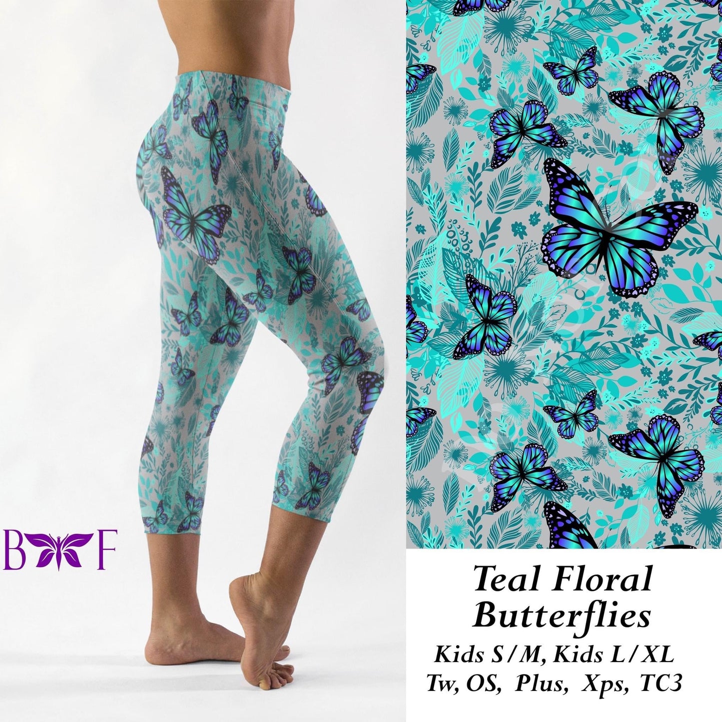 Teal Floral Butterflies  Loungers