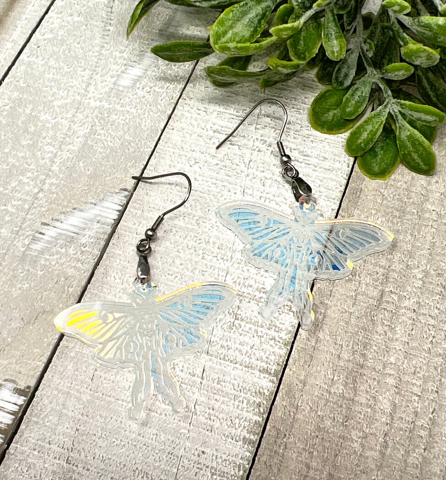 Iridescent Luna Moth - Handcrafted Earrings