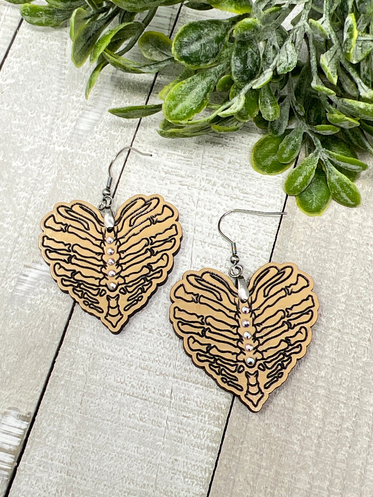 Rib cage Heart - Handcrafted Earrings