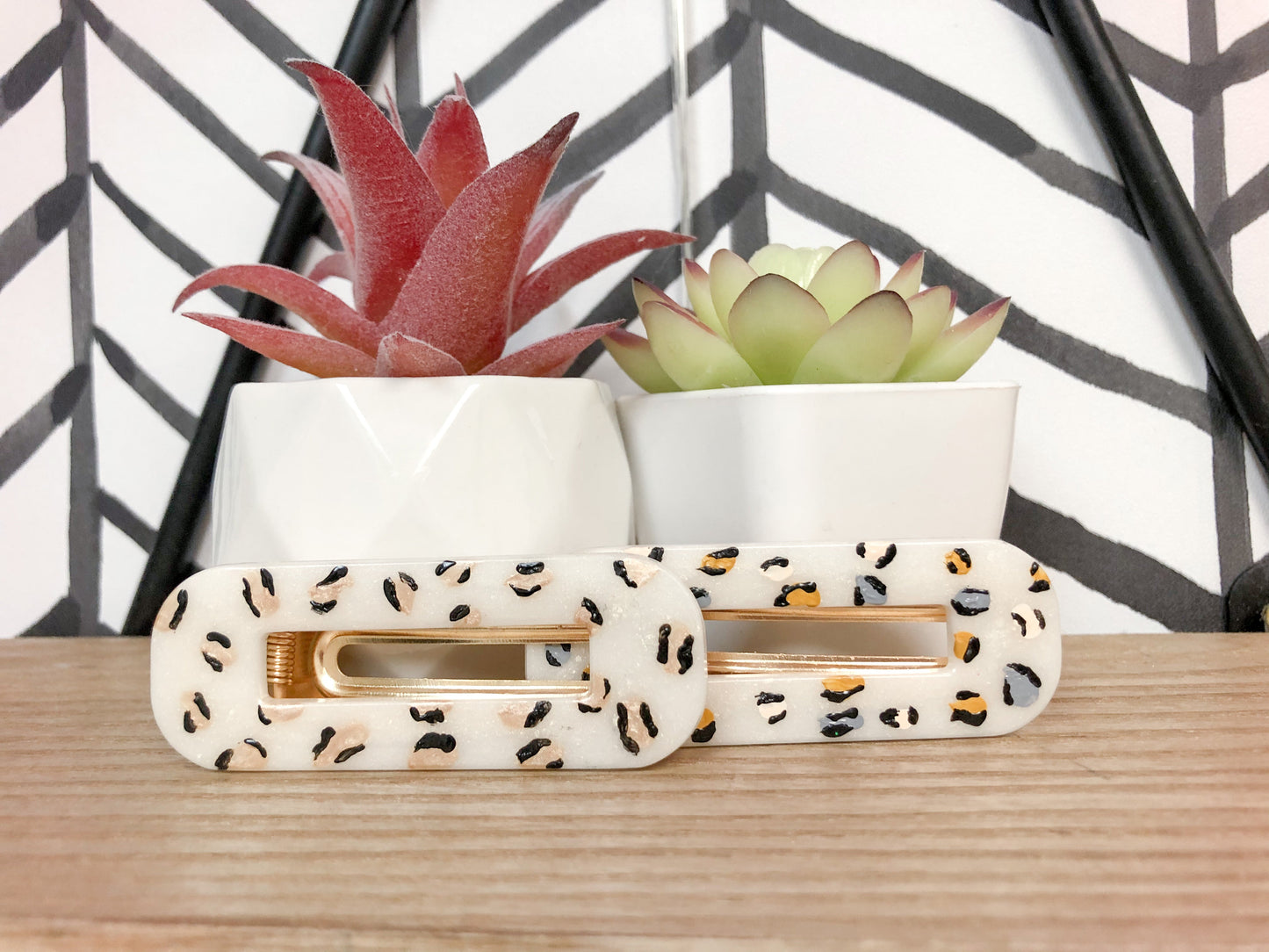 Hand painted leopard clips