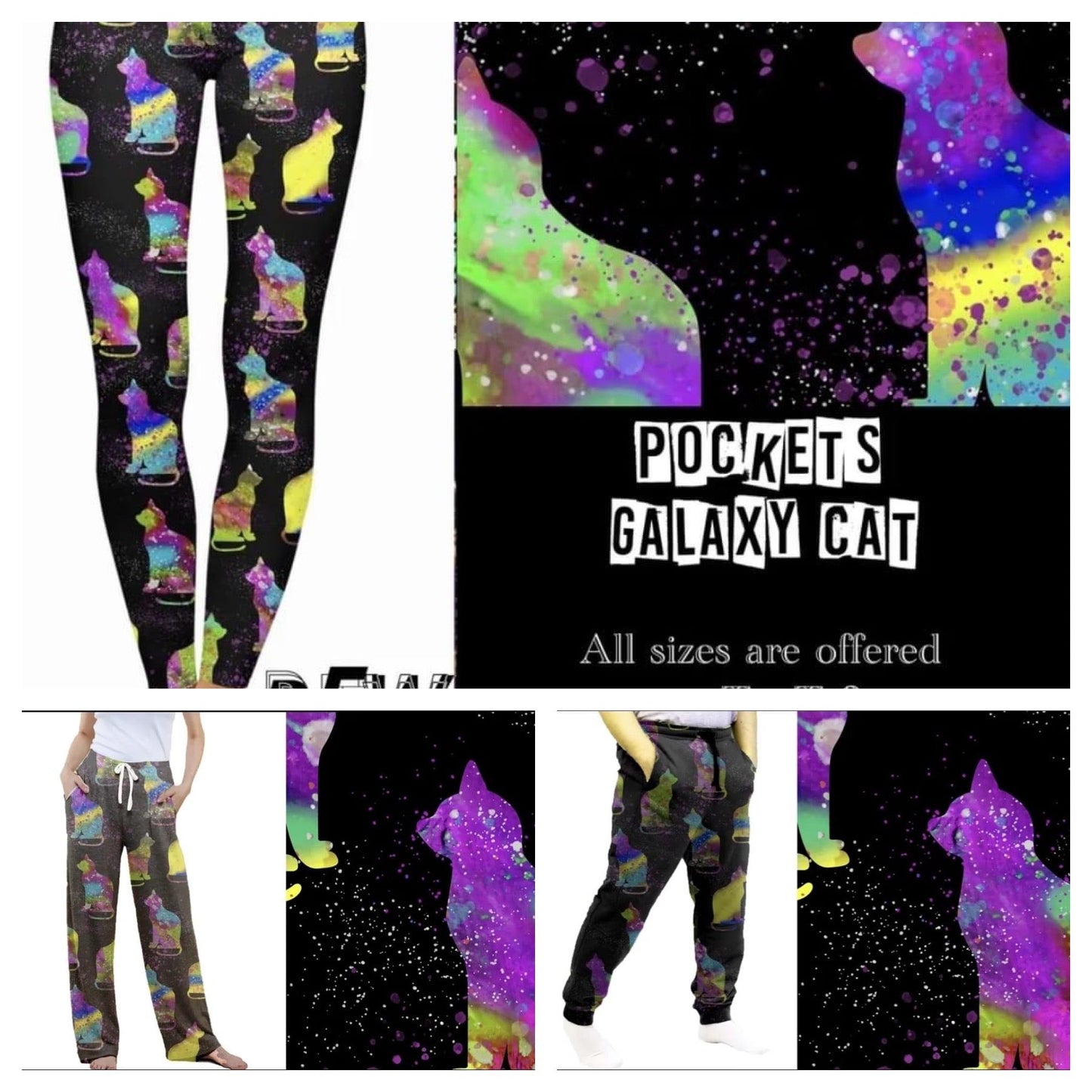 Galaxy Cat Leggings, Capris, Lounge Pants and Joggers