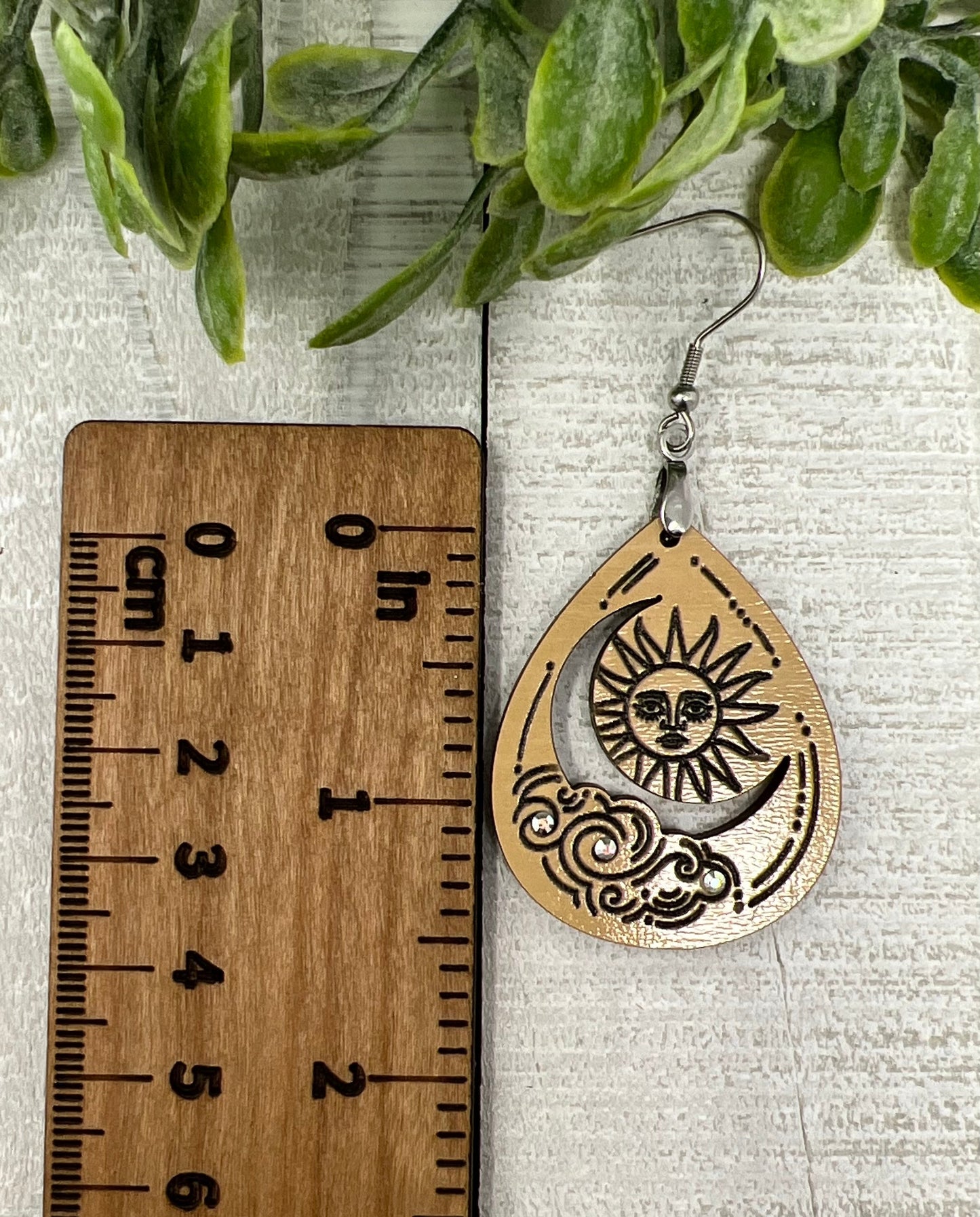 Sun Crescent Moon Clouds Drop - Handcrafted Earrings