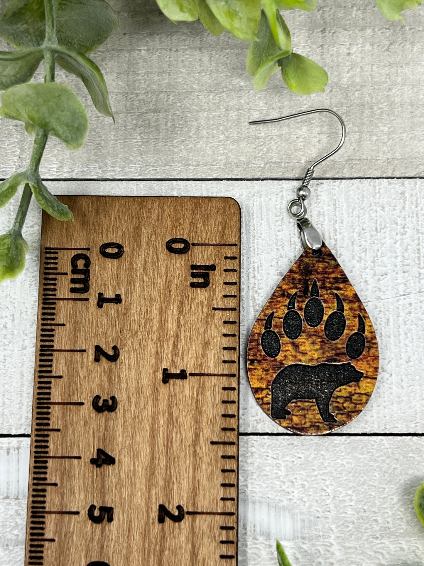 Bear Paw Drop - Fall Colors - Handcrafted Earrings