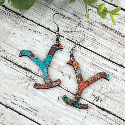 Y Shape - Rusted - Handcrafted Earrings