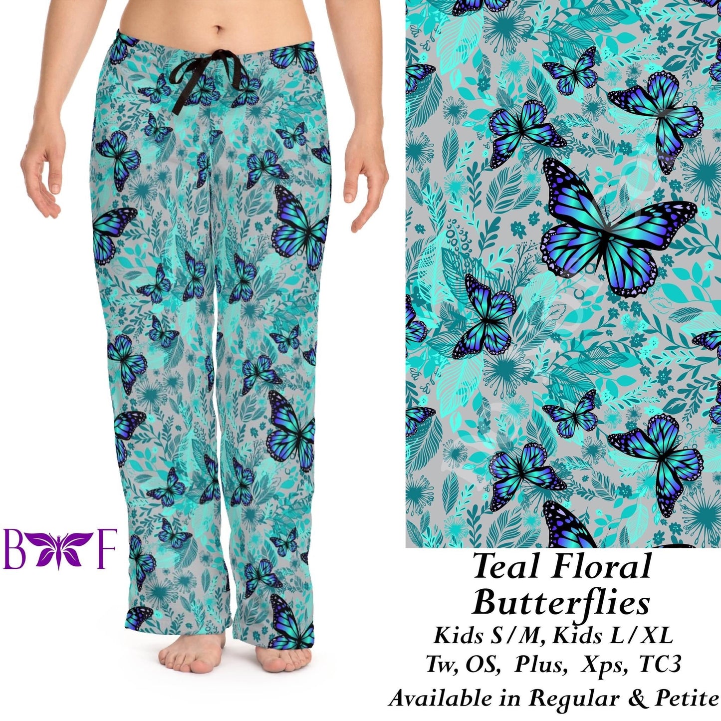Teal Floral Butterflies  Loungers