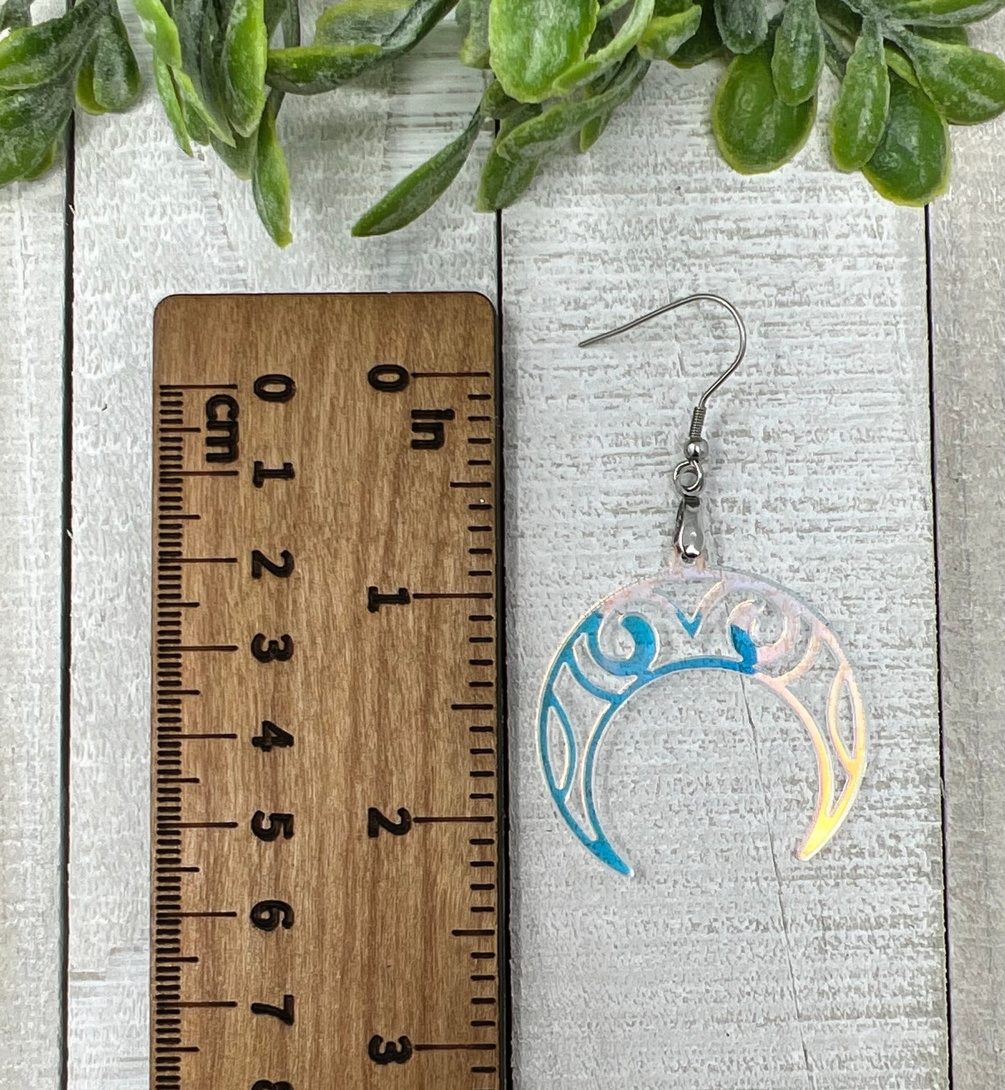 Iridescent Crescent Moon - Handcrafted Earrings