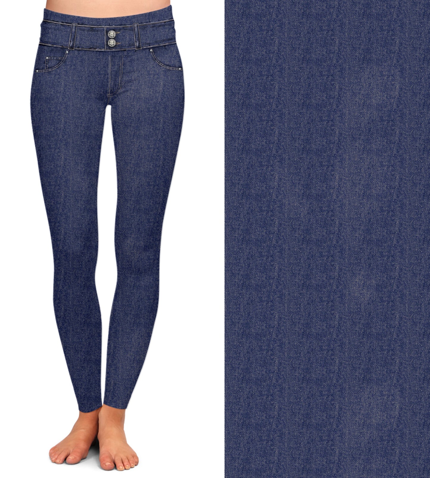 Faux Denim Leggings & Capris with Pockets