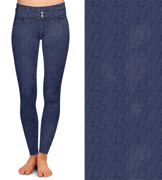 Faux Denim Leggings & Capris with Pockets