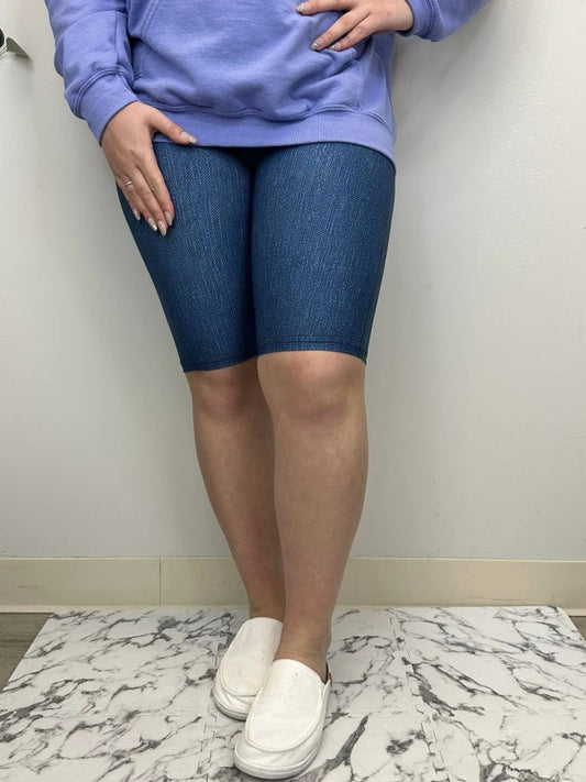 Blue Denim Shorts w/ Butt Pockets
