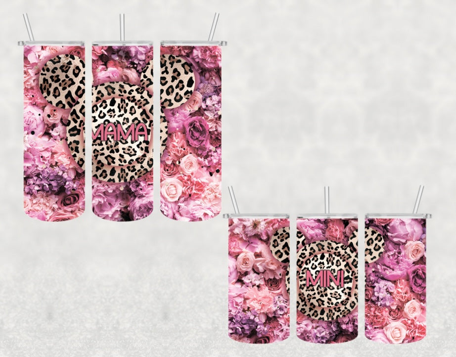 Leopard Rose Mama/mini tumbler